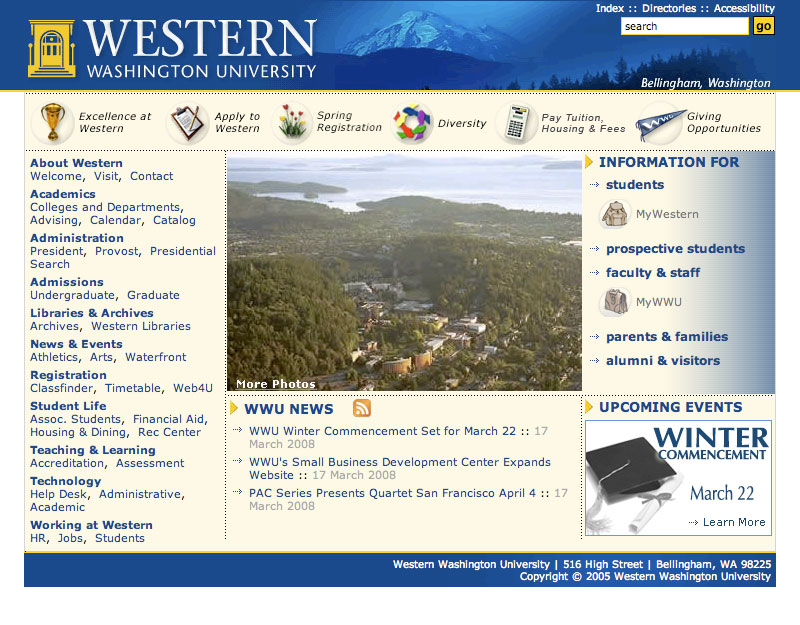 Western Washington University website screenshot